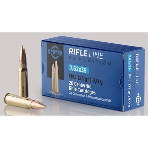 Ppu 7.62x39 123 Grain FMJ 15 Round Box - PPU76239B840